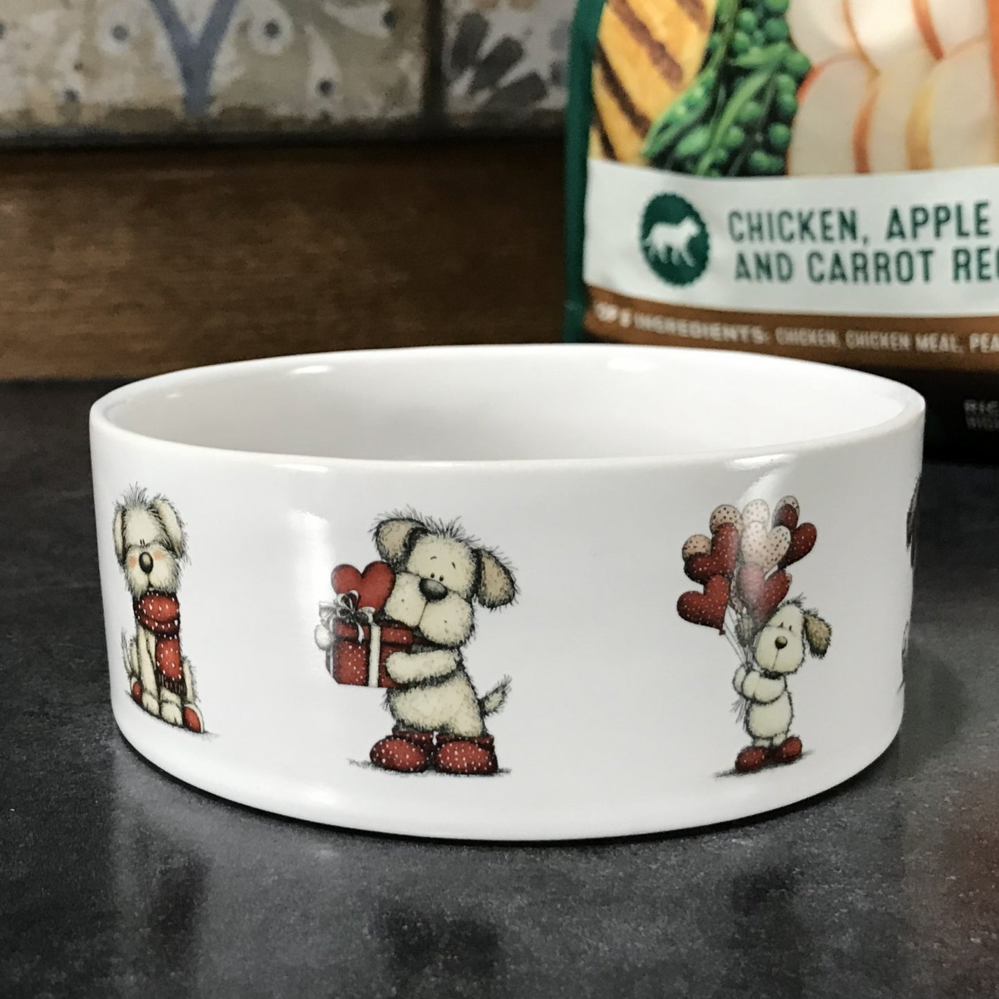 Personalized Dog Bowl - Cute Valentine's Dogs