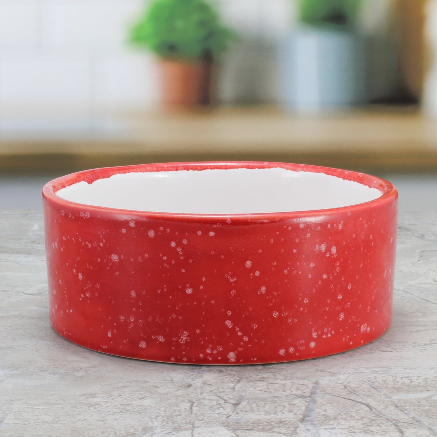 Personalized Love Heart Dog Bowl, Red Speckled Stoneware