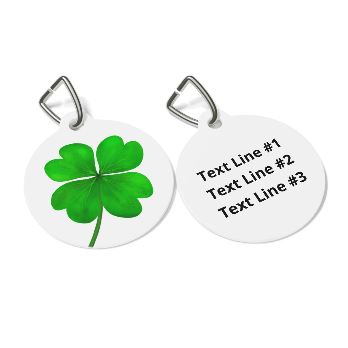 Four Leaf Clover Pet ID Tag, Customizable Text Lines