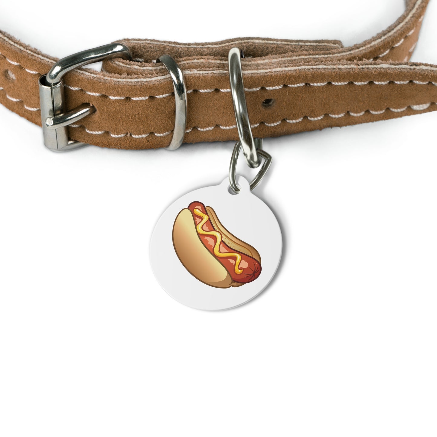 Hot Dog Pet ID Tag, Customizable Text Lines