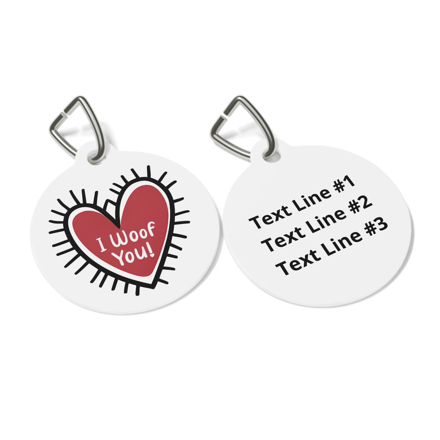 I Woof You Heart Pet ID Tag, Customizable Text Lines