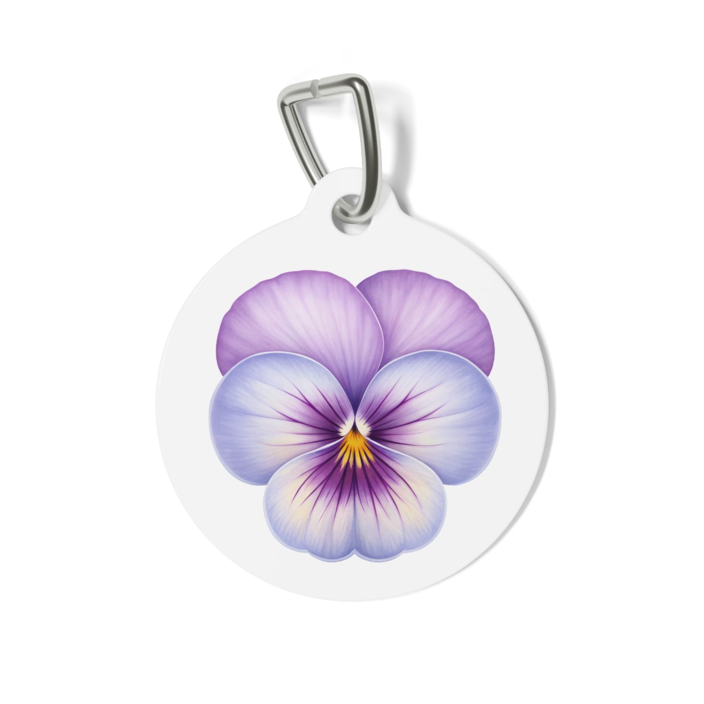 Purple Flower Pet ID Tag, Customizable Text Lines