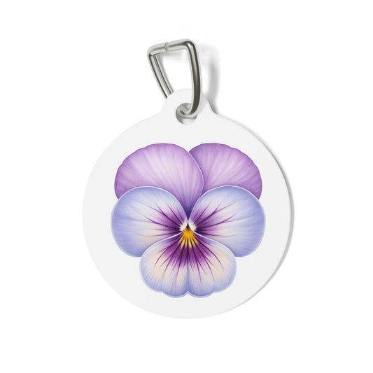 Purple Flower Pet ID Tag, Customizable Text Lines