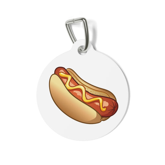 Hot Dog Pet ID Tag, Customizable Text Lines
