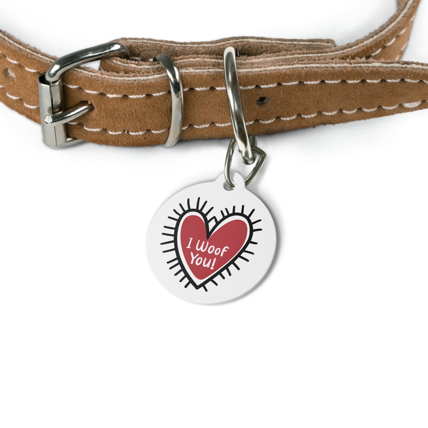 I Woof You Heart Pet ID Tag, Customizable Text Lines