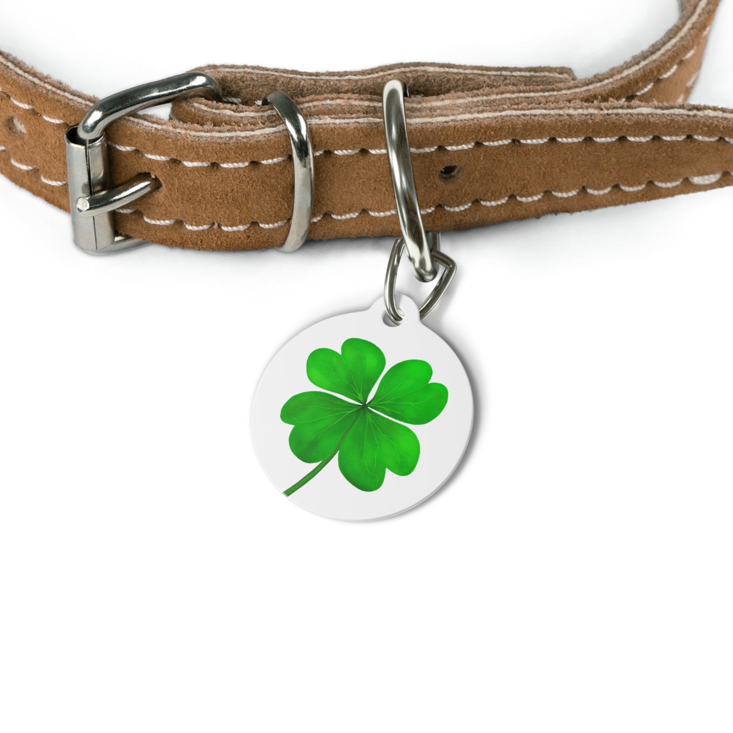 Four Leaf Clover Pet ID Tag, Customizable Text Lines