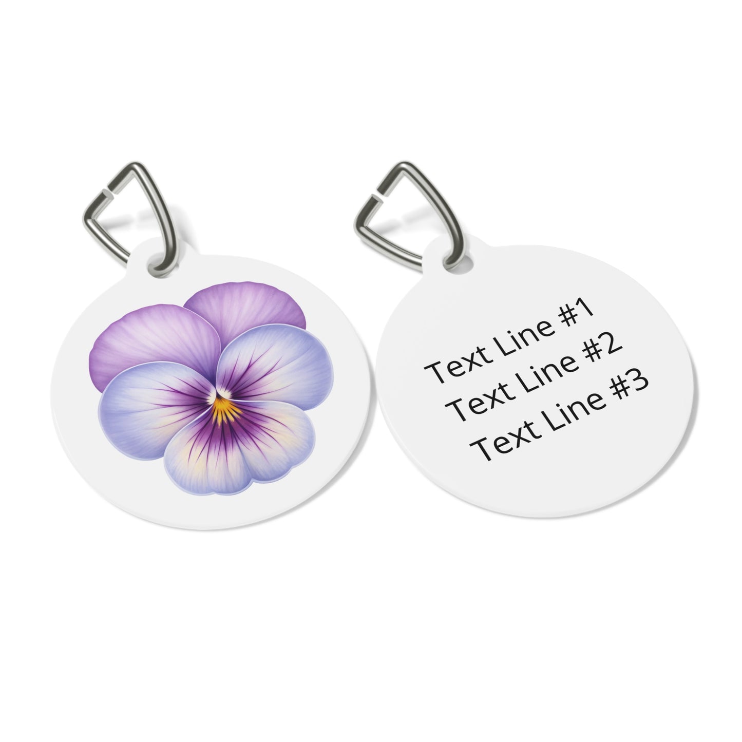 Purple Flower Pet ID Tag, Customizable Text Lines