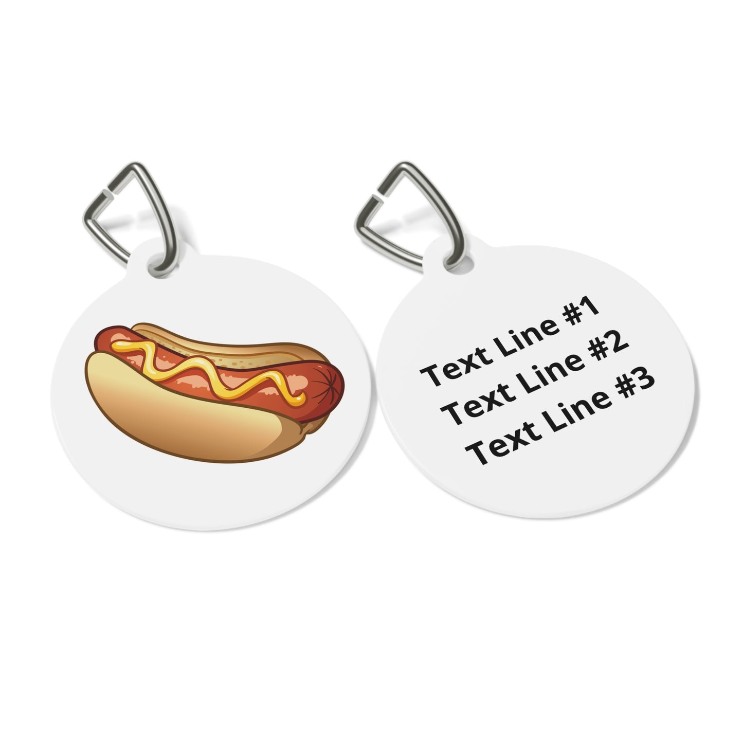 Hot Dog Pet ID Tag, Customizable Text Lines