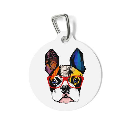 Pop Art French Bulldog Pet ID Tag, Customizable Text Lines