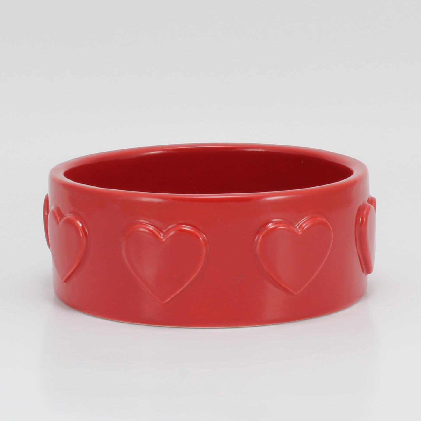 Red Hearts Stoneware Dog Bowl