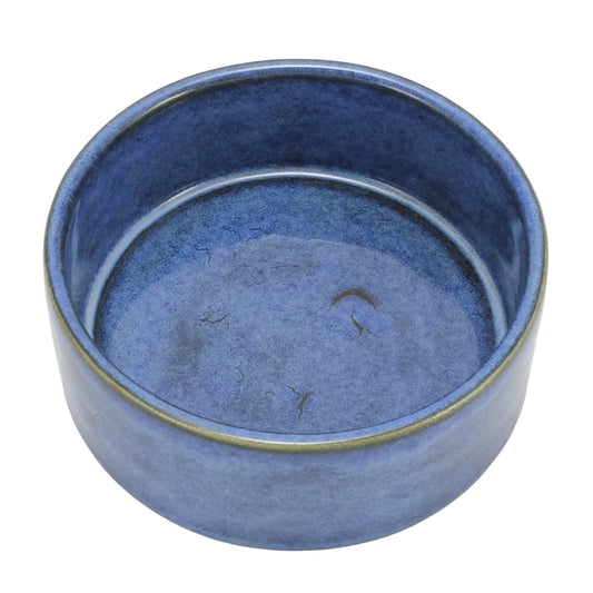 Electric Blue Stoneware Dog Bowl