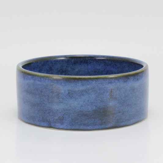 Electric Blue Stoneware Dog Bowl