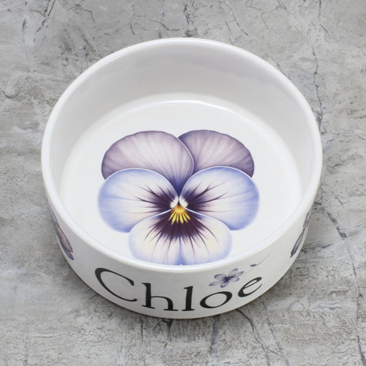 Personalized Dog Bowl - Purple Flowers