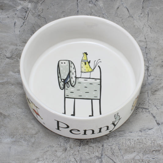 Personalized Dog Bowl - Funny Farm Friends