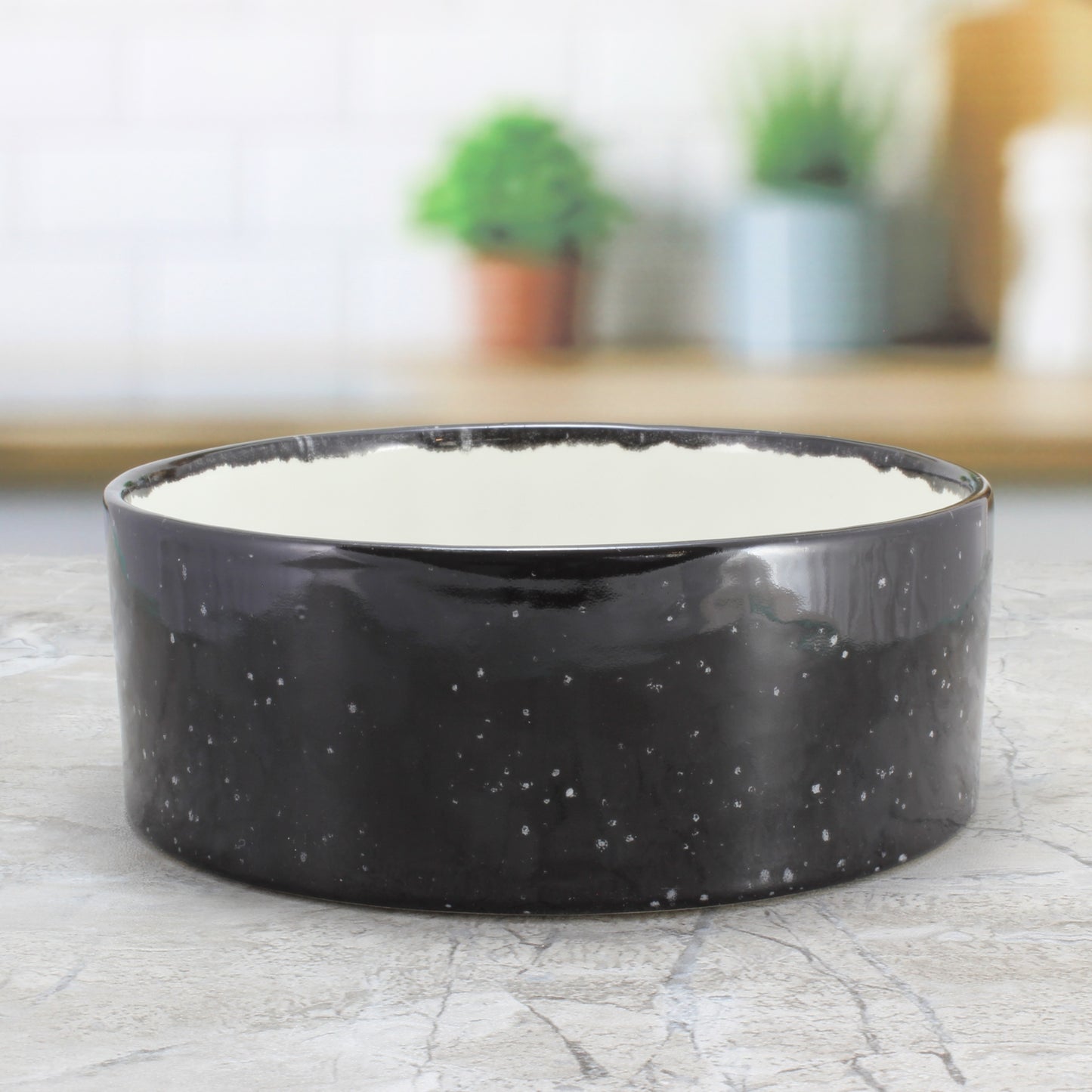 Personalized Alien Dog Bowl, Black Speckled Stoneware